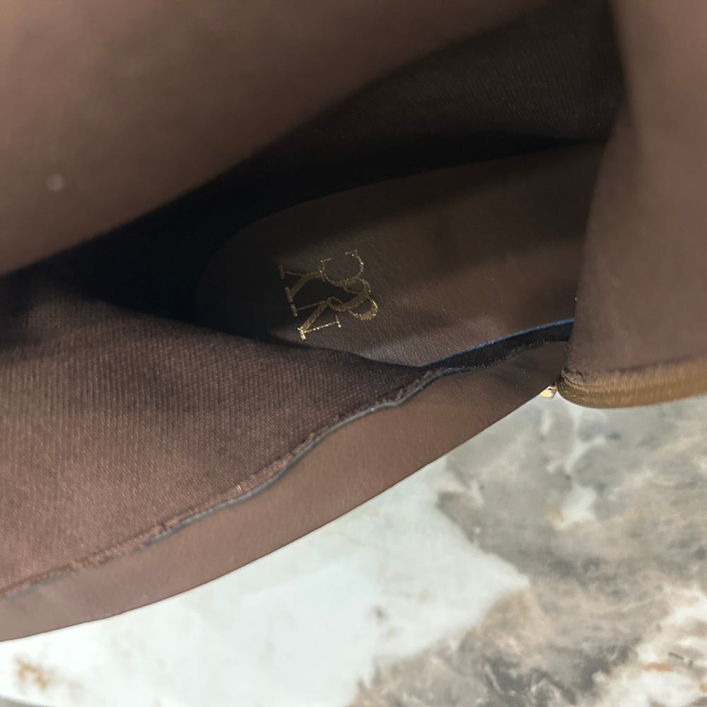 NY Collection Brown Suede Pointed Toe Knee High Stiletto Boots Zip 8.5 - Picture 11 of 14